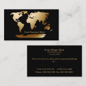 World Map Gold/Black Business Card 3 Visitenkarte (Vorne/Hinten)