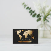 World Map Gold/Black Business Card 3 Visitenkarte (Stehend Vorderseite)