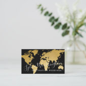 World Map Gold und Black Travel Visitenkarte (Stehend Vorderseite)