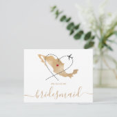 World Map Gold werden Sie meine Bridesmaid Mexiko Einladung (Stehend Vorderseite)