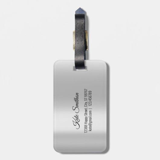 World Map Grey Address Lass The Adventure Begin Gepäckanhänger (Rückseite vertikal)