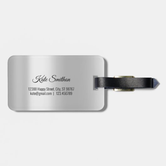 World Map Grey Address Lass The Adventure Begin Gepäckanhänger (Rückseite horizontal)