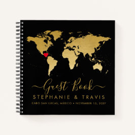 World Map Heart Destination Gästebuch Notizblock
