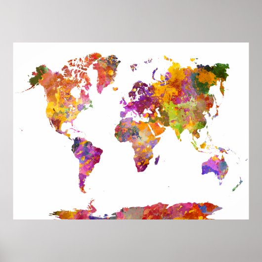 World map in watercolor 01 poster (Vorne)