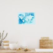 World Map In Watercolor Blues Poster (Küche)