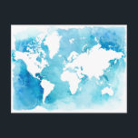 World Map In Watercolor Blues Postkarte<br><div class="desc">World map in watercolor blues. © and® Bigstock® - All Rights Reserved.</div>