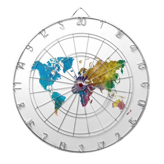 World map in watercolor dartscheibe (vorne)