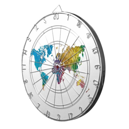World map in watercolor dartscheibe (Vorderseite rechts)