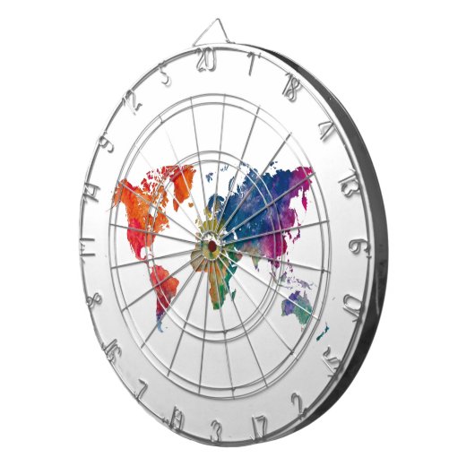 World map in watercolor dartscheibe (Vorderseite rechts)