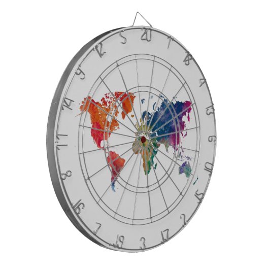 World map in watercolor dartscheibe (Vorderseite Links)