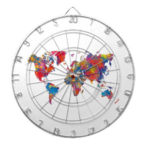 World map in watercolor dartscheibe