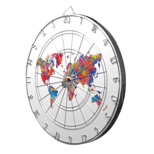 World map in watercolor dartscheibe (Vorderseite rechts)
