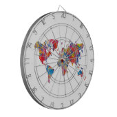World map in watercolor dartscheibe (Vorderseite Links)