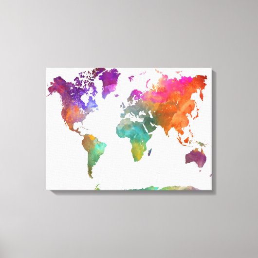 World Map In Watercolor Leinwanddruck (Vorderseite)