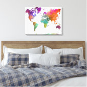 World Map In Watercolor Leinwanddruck (Insitu (Schlafzimmer))