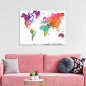 World Map In Watercolor Leinwanddruck (Insitu (Wohnzimmer))