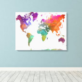 World Map In Watercolor Leinwanddruck (Insitu (Holzboden))