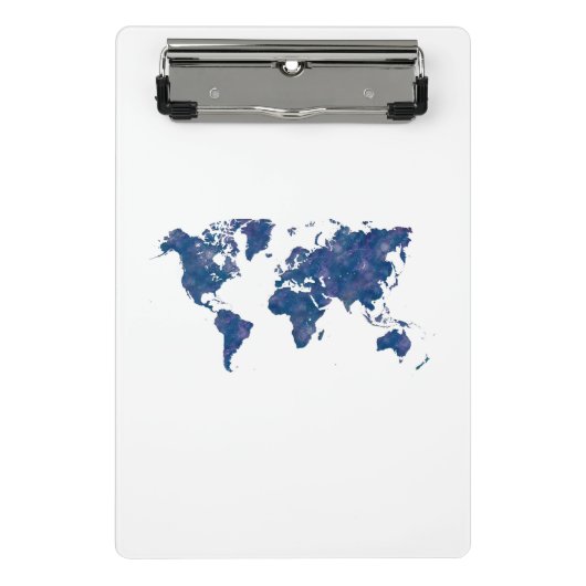 World map in watercolor mini klemmbrett (Vorderseite)