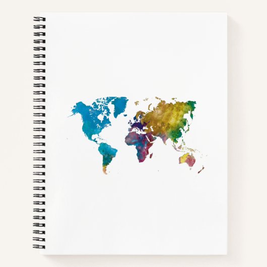 World map in watercolor notizblock (Vorderseite)