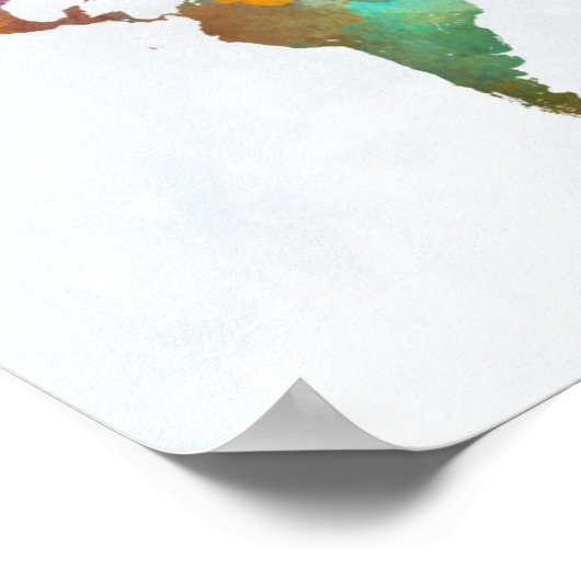 World Map In Watercolor Poster (Ecke)