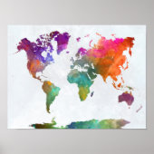 World Map In Watercolor Poster (Vorne)