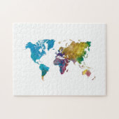 World map in watercolor puzzle (Horizontal)