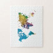 World map in watercolor puzzle (Vertikal)