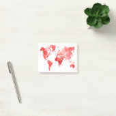 World map in watercolor Red Post-it Klebezettel (Büro)