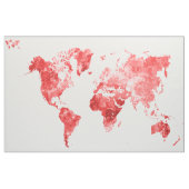 World map in watercolor Red Stoff (Yard (91,4 cm))