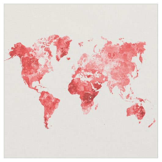 World map in watercolor Red Stoff (Nahaufnahme)