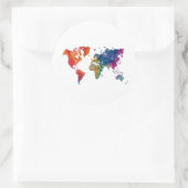 World map in watercolor runder aufkleber (Tasche)