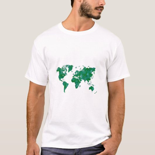 World map in watercolor T-Shirt (Vorderseite)