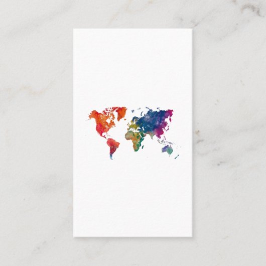 World map in watercolor visitenkarte (Vorderseite)