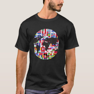 World Map International Country Flags Reisen Wo T-Shirt