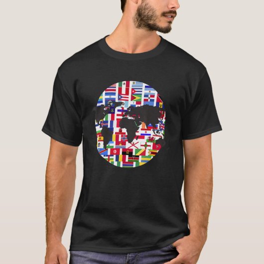 World Map International Country Flags Reisen Wo T-Shirt (Vorderseite)