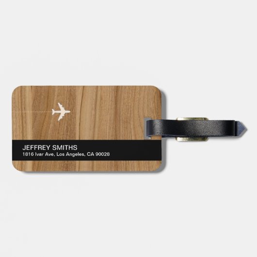 World Map International Travel Identifier Black Gepäckanhänger (Rückseite horizontal)