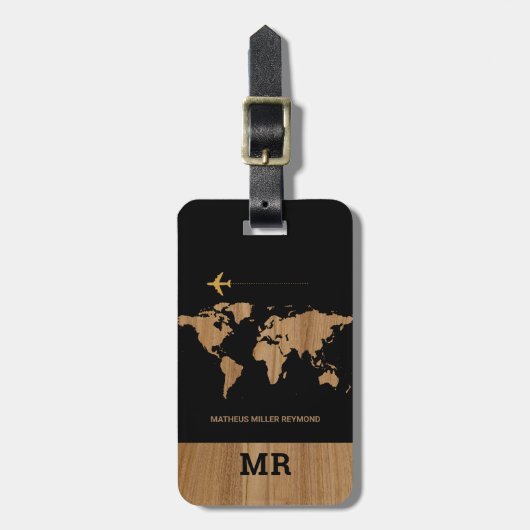 World Map International Travel Identifier Gepäckanhänger (Vorderseite vertikal)