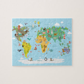 World Map Kids Cartoon Puzzle