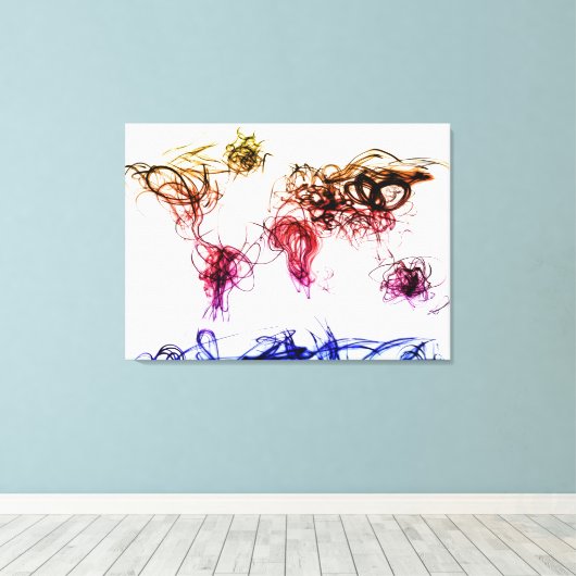 World Map Light Writing Leinwanddruck (Insitu (Holzboden))