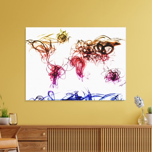 World Map Light Writing Leinwanddruck (Insitu (Wohnzimmer))