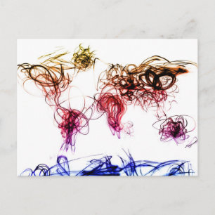 World Map Light Writing Postkarte