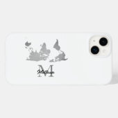World Map Monogram Name Traver Custom Grau White Case-Mate iPhone Hülle (Rückseite (Horizontal))