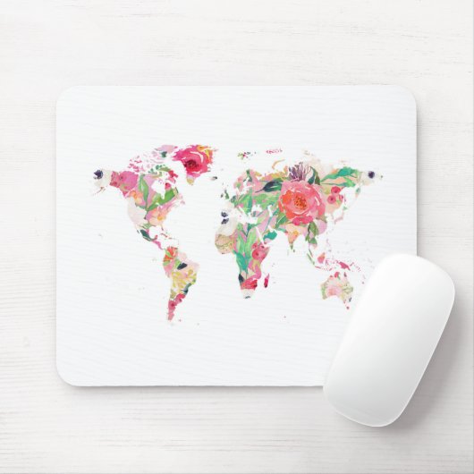 World Map Mouse Pad, rosa Mousepad (Mit Mouse)