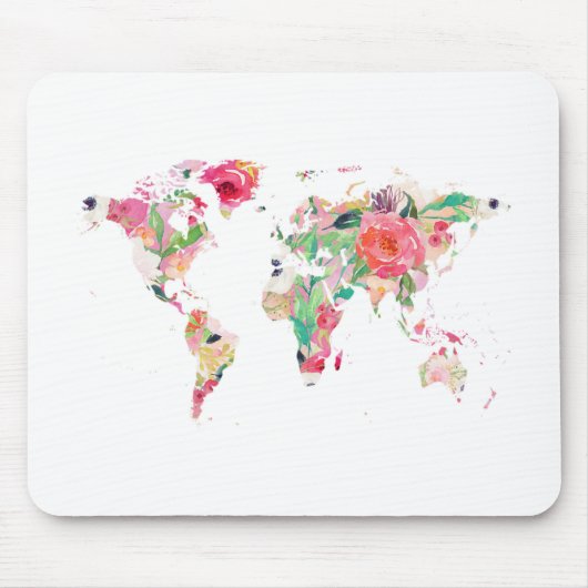 World Map Mouse Pad, rosa Mousepad (Vorne)