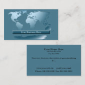 World Map Ocean Blue Business Card 1 Visitenkarte (Vorne/Hinten)