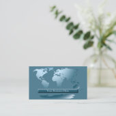 World Map Ocean Blue Business Card 1 Visitenkarte (Stehend Vorderseite)
