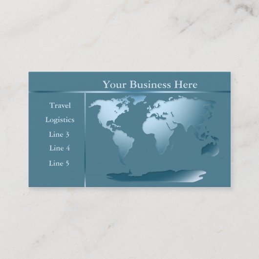 World Map Ocean Blue Business Card 2 Visitenkarte (Vorderseite)