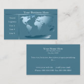 World Map Ocean Blue Business Card 2 Visitenkarte (Vorne/Hinten)