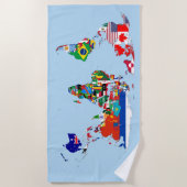 World Map of Flags Beach Towel Strandtuch (Vorderseite)