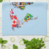 World Map of Flags Kitchen Towels Geschirrtuch (Gefaltet)